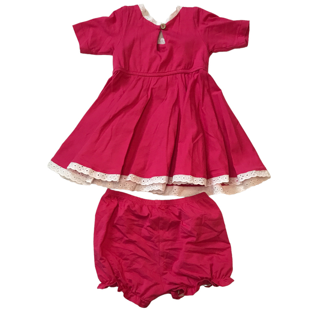 Omi Jo Well Dressed Wolf Library Pink Dress and Bloomers 24M - Picture 2 of 5